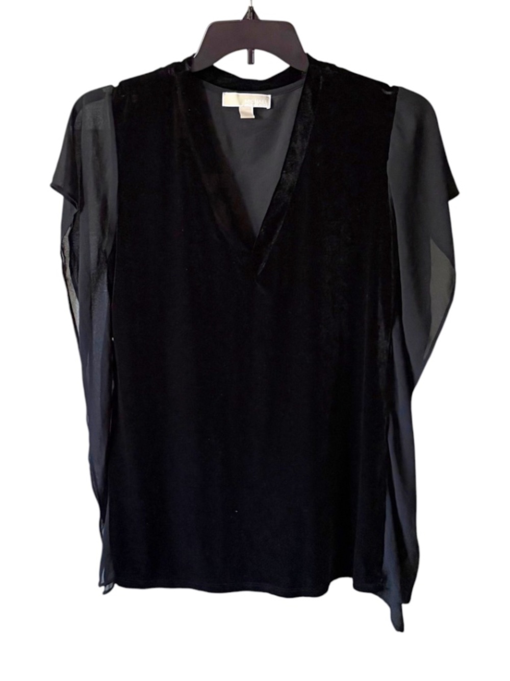 Women’s Michael Kors Black Velvet V-Neck Blouse